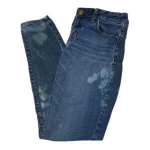 American Eagle Womens Size 4 Blue Stretch Jeggings 26X28 Custom Bleached